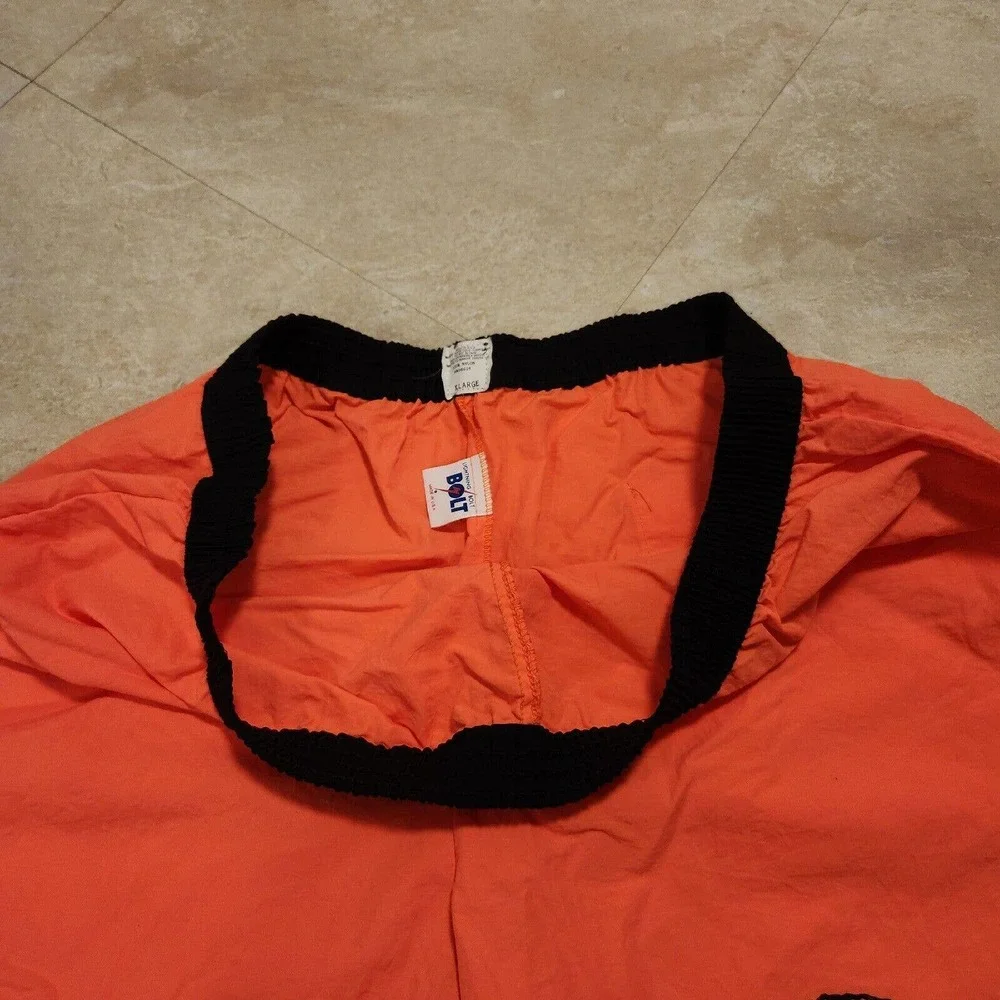 VTG Lightning Bolt Men XL USA Made Retro Orange Elastic Swim Trunks Board Shorts